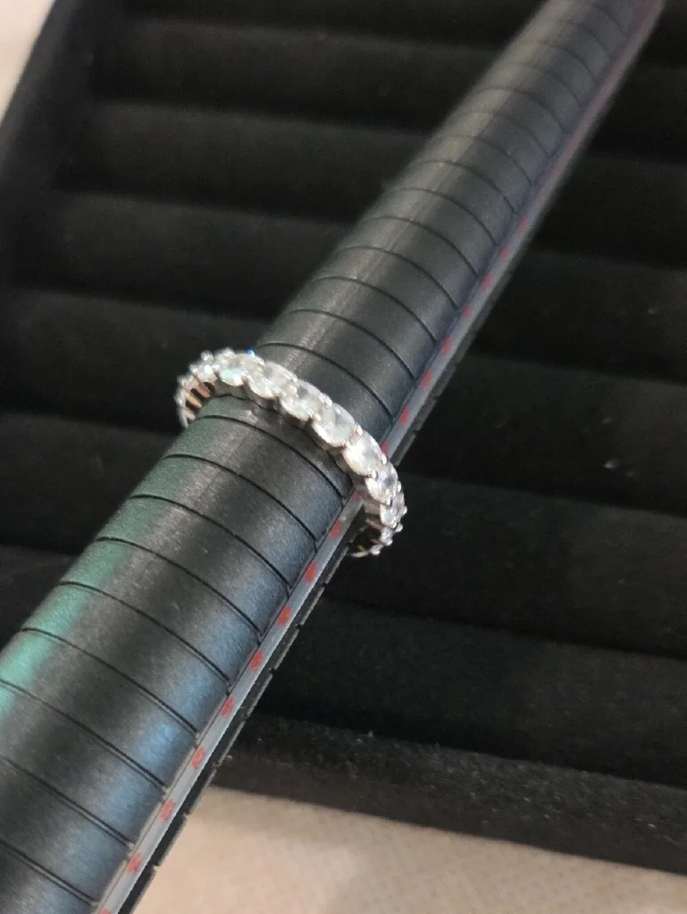 Pavoi 14k White Gold Plated Cubic Zirconia Eternity Band Sz 7 3/4-8